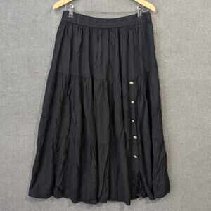 Vtg Crazy Cowgirl Maxi Skirt Womens XL Tiered Western Silver Concho Charm 90s